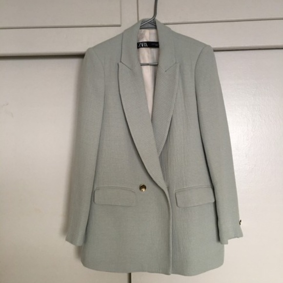 Zara - Texture Weave Blazer Jacket & Shorts (Mint) - Picture 6 of 7